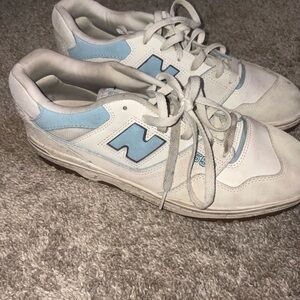 New Balance White and Blue Sneakers